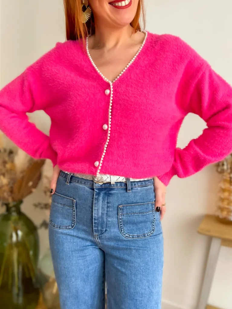 alan_gilet_pilou_fuchsia_4.webp Pulls, Gilets*Justine Boutique Alan gilet pilou fuchsia
