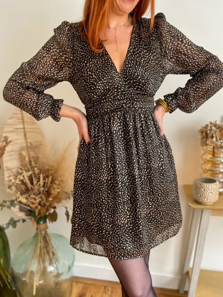 anna_robe_courte_noire_ta_0.webp Robes, Jupes*Justine Boutique Anna robe courte noire taupe