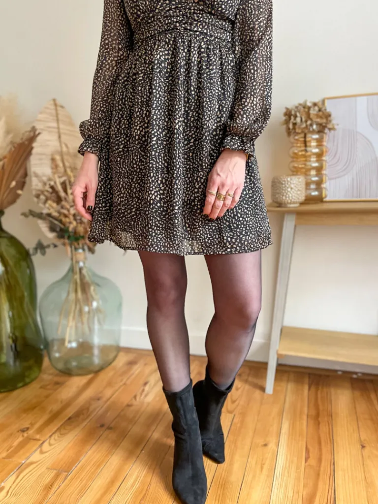 anna_robe_courte_noire_ta_3.webp Robes, Jupes*Justine Boutique Anna robe courte noire taupe