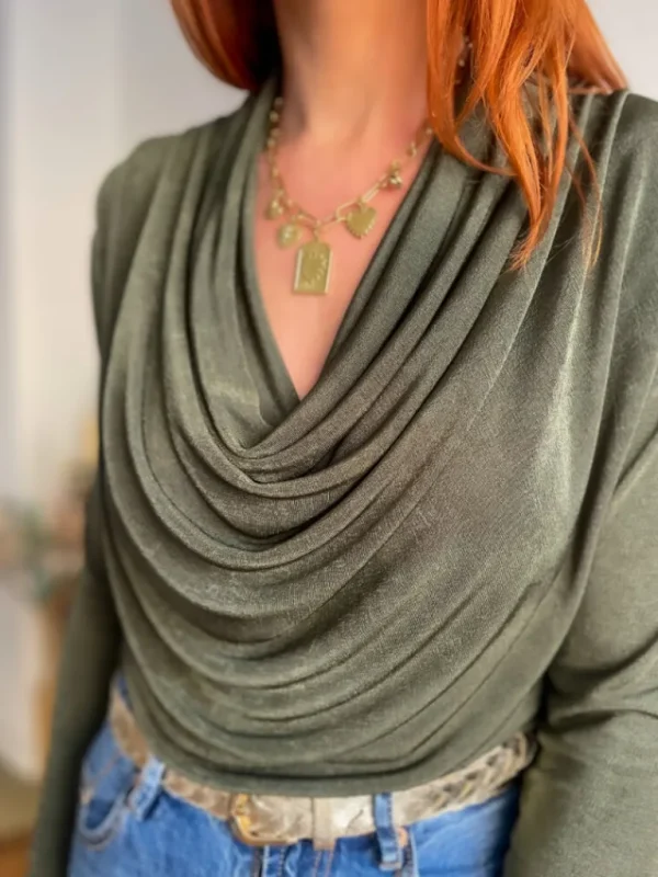 Tops, Blouses*Justine Boutique Arnaud top col benitier kaki