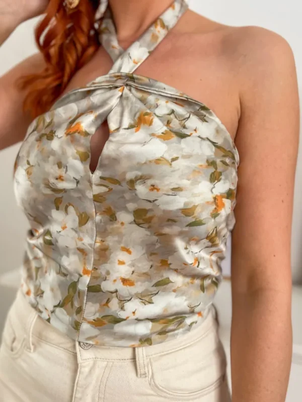 Tops, Blouses*Justine Boutique Augustin top satiné noué au cou
