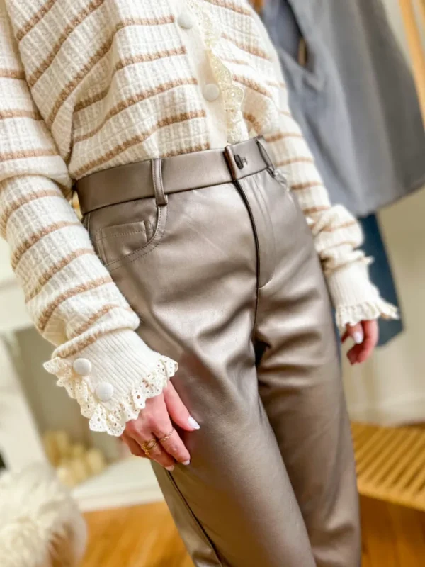 Pantalons, Jeans*Justine Boutique Bronze pantalon simili cuir