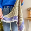 Echarpes, Bandeaux, Mitaines Et Casquettes*Justine Boutique Carré de soie kaki bleu