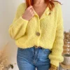 Pulls, Gilets*Justine Boutique Charli gilet gros boutons jaune