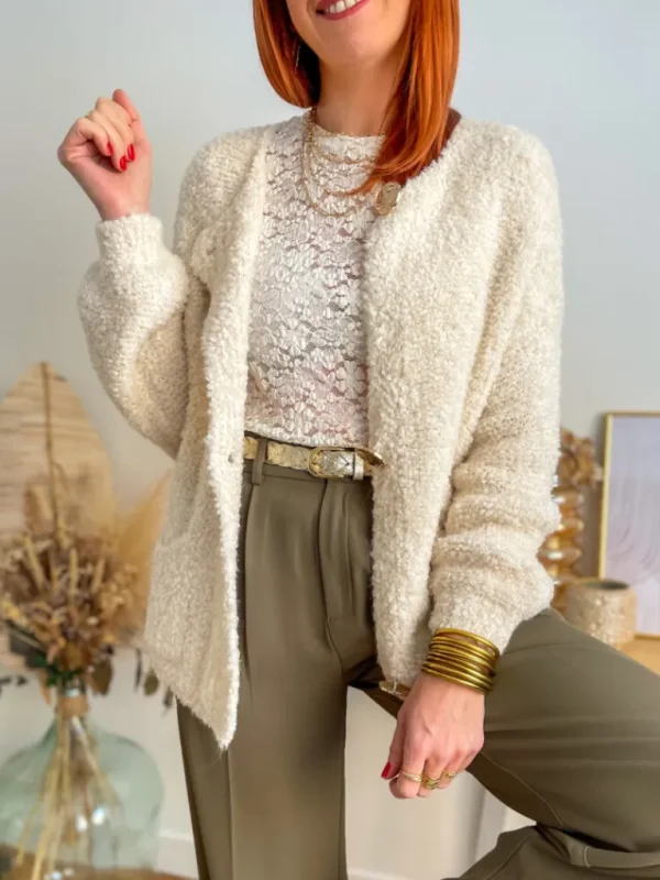 Pulls, Gilets*Justine Boutique Charli gilet gros boutons écru