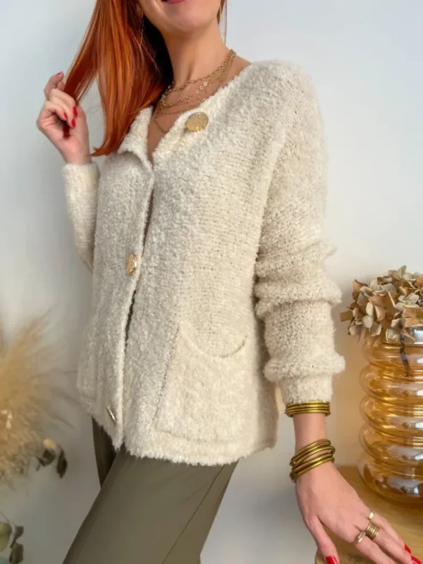 Pulls, Gilets*Justine Boutique Charli gilet gros boutons écru