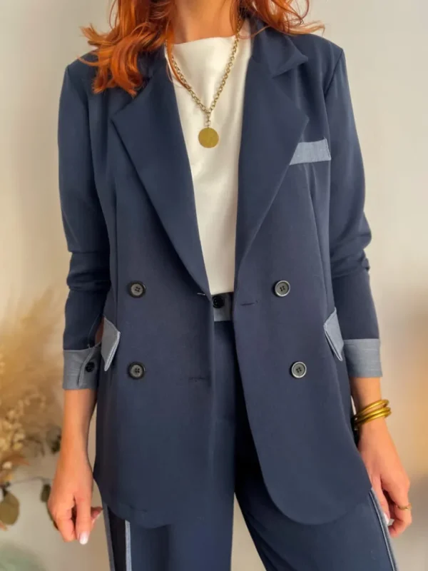 Pantalons, Jeans | Vestes, Manteaux*Justine Boutique Côme ensemble blazer + pantalon marine