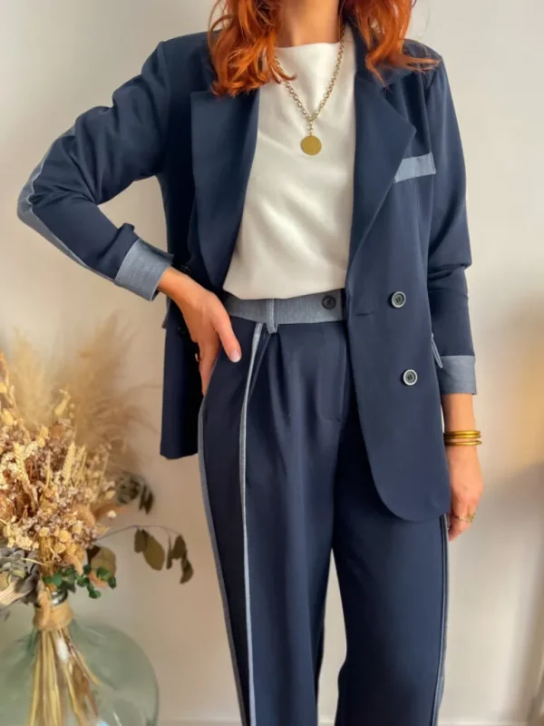 Pantalons, Jeans | Vestes, Manteaux*Justine Boutique Côme ensemble blazer + pantalon marine