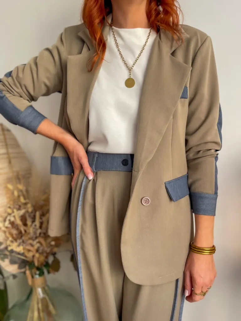 cme_ensemble_blazer__pant_2.webp Pantalons, Jeans | Vestes, Manteaux*Justine Boutique Côme ensemble blazer + pantalon taupe