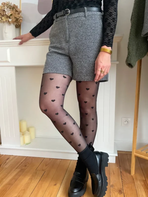 Chaussures, Chaussettes*Justine Boutique Collants cœurs noirs