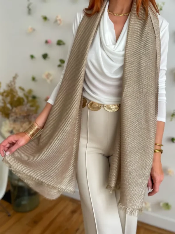Echarpes, Bandeaux, Mitaines Et Casquettes*Justine Boutique Dina écharpe lurex dorée