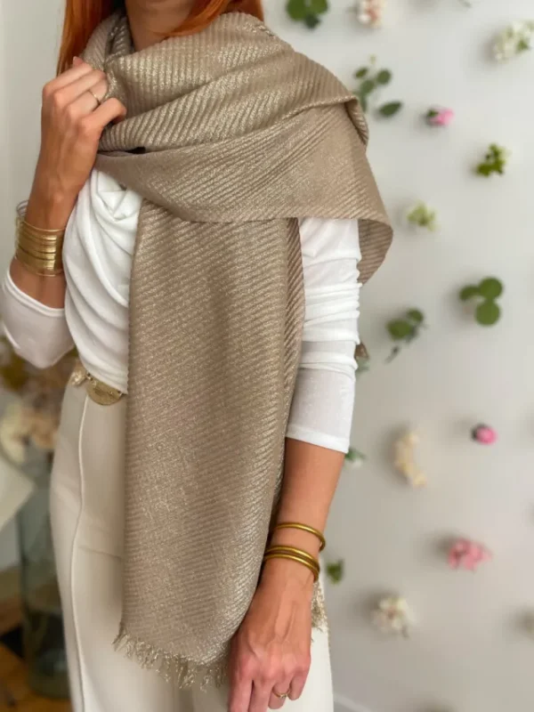 Echarpes, Bandeaux, Mitaines Et Casquettes*Justine Boutique Dina écharpe lurex dorée