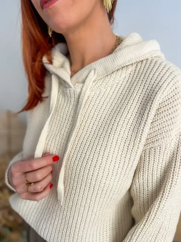 Pulls, Gilets*Justine Boutique Eat pull à capuche écru