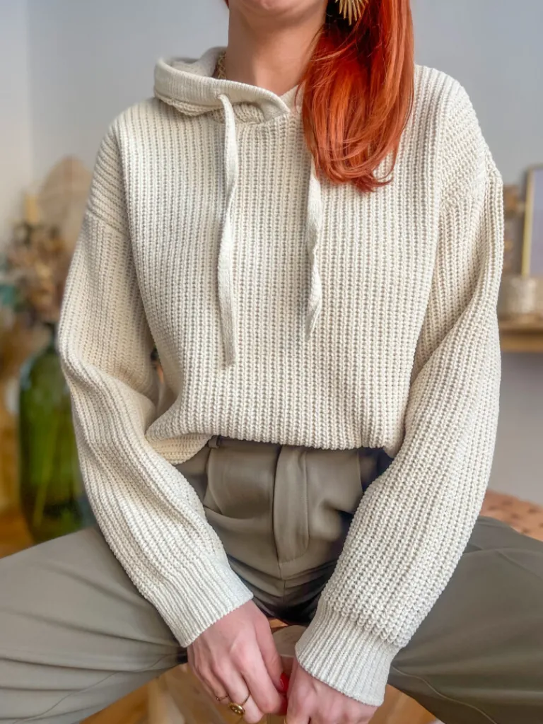 eat_pull__capuche_cru_2.webp Pulls, Gilets*Justine Boutique Eat pull à capuche écru