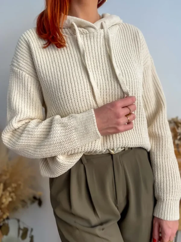 Pulls, Gilets*Justine Boutique Eat pull à capuche écru