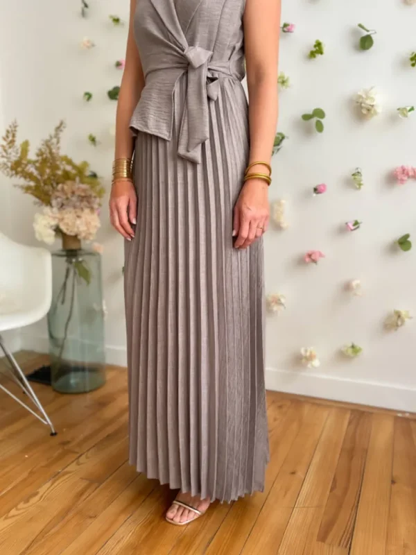 Robes, Jupes*Justine Boutique Elsa robe plissée taupe