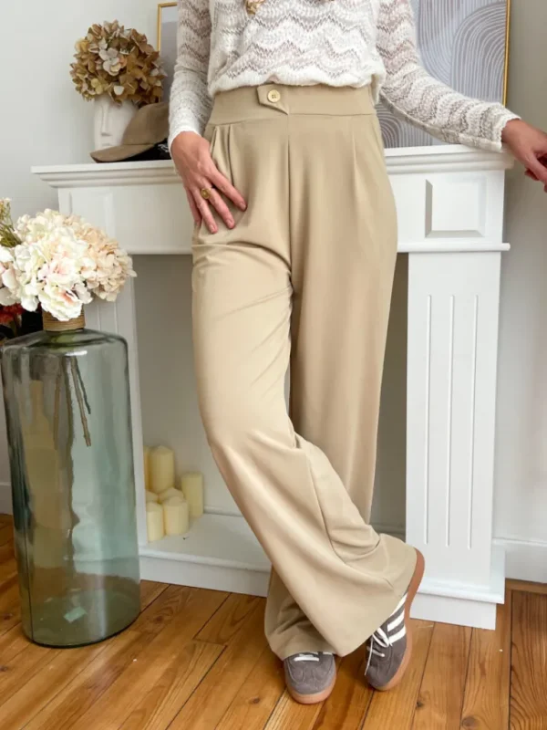 Pantalons, Jeans*Justine Boutique Esteban pantalon fluide beige