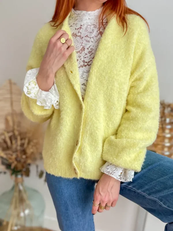Pulls, Gilets*Justine Boutique Evan pull gilet jaune