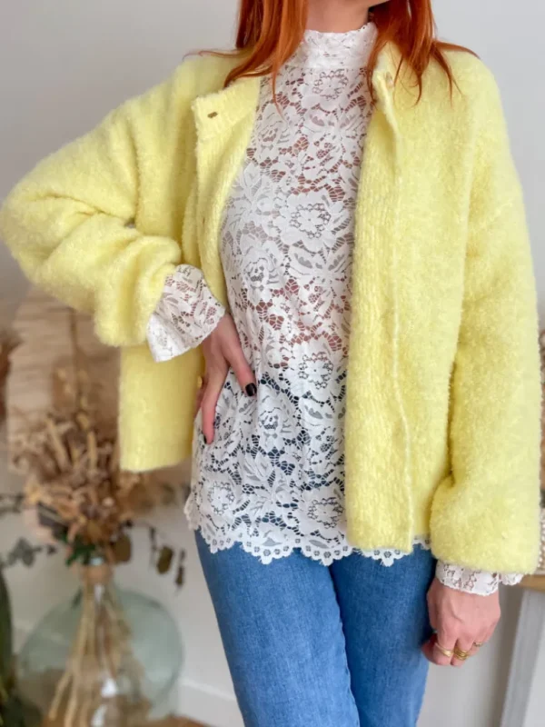 Pulls, Gilets*Justine Boutique Evan pull gilet jaune