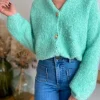 Pulls, Gilets*Justine Boutique Evan pull gilet vert d’eau