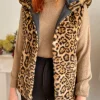Pulls, Gilets | Vestes, Manteaux*Justine Boutique Fausse fourrure sans manches léopard