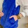 Pulls, Gilets | Vestes, Manteaux*Justine Boutique Fausse fourrure sans manches bleu