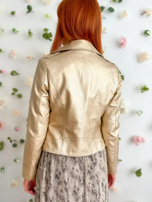 Vestes, Manteaux*Justine Boutique Gold perfecto simili cuir doré