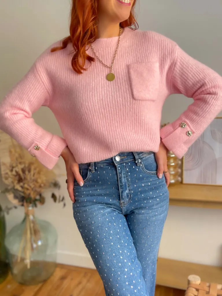 henri_pull_rose_poche_et__2.webp Pulls, Gilets*Justine Boutique Henri pull rose poche et boutons