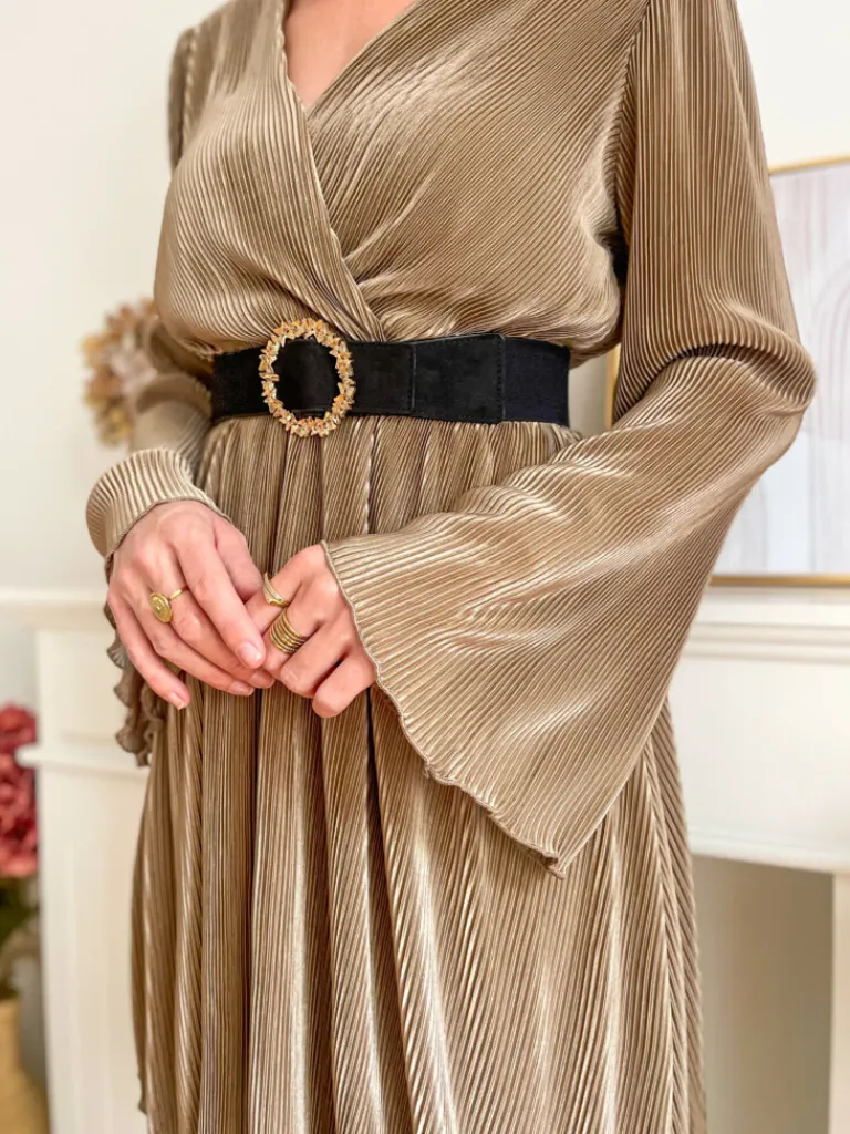 josette_robe_plisse_satin_1.webp Robes, Jupes*Justine Boutique Josette robe plissée satinée