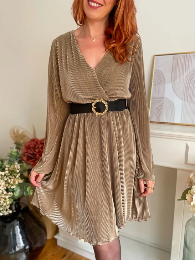 josette_robe_plisse_satin_2.webp Robes, Jupes*Justine Boutique Josette robe plissée satinée