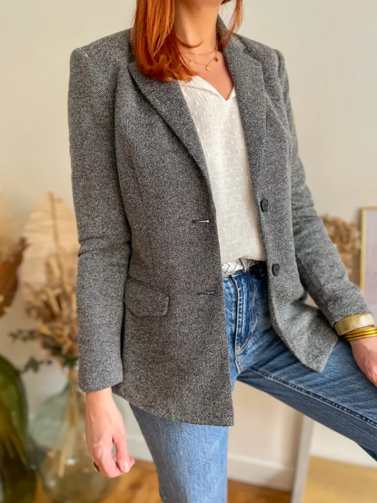 karly_blazer_gris_chin_4.webp Vestes, Manteaux*Justine Boutique Karly blazer gris chiné
