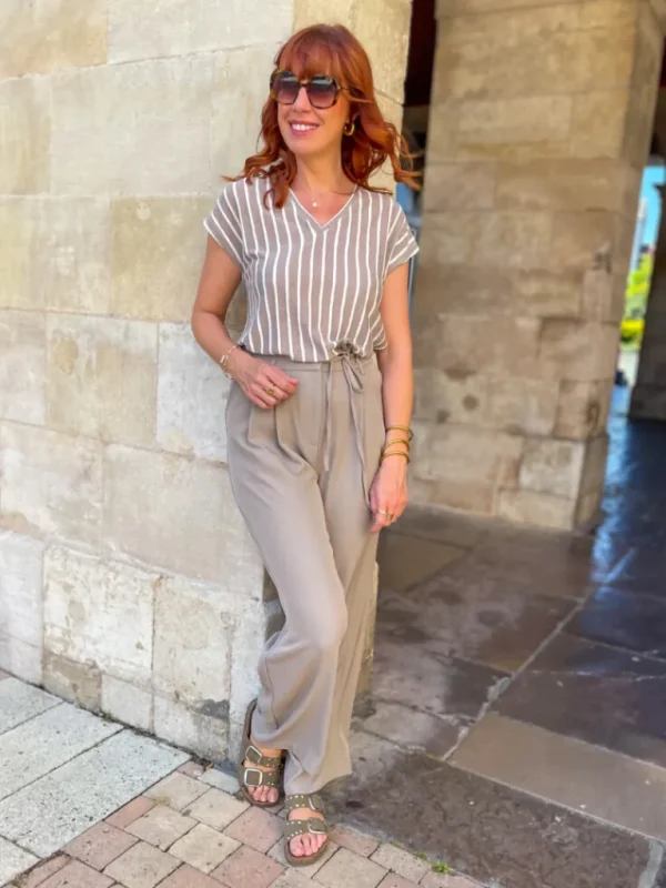 Pantalons, Jeans*Justine Boutique Kris pantalon fluide taupe