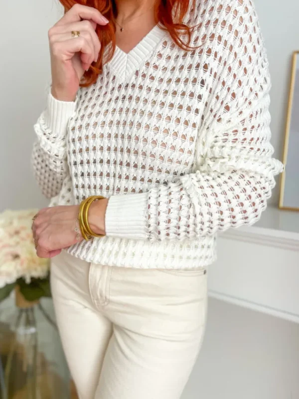 Pulls, Gilets*Justine Boutique Laluha pull ajouré blanc