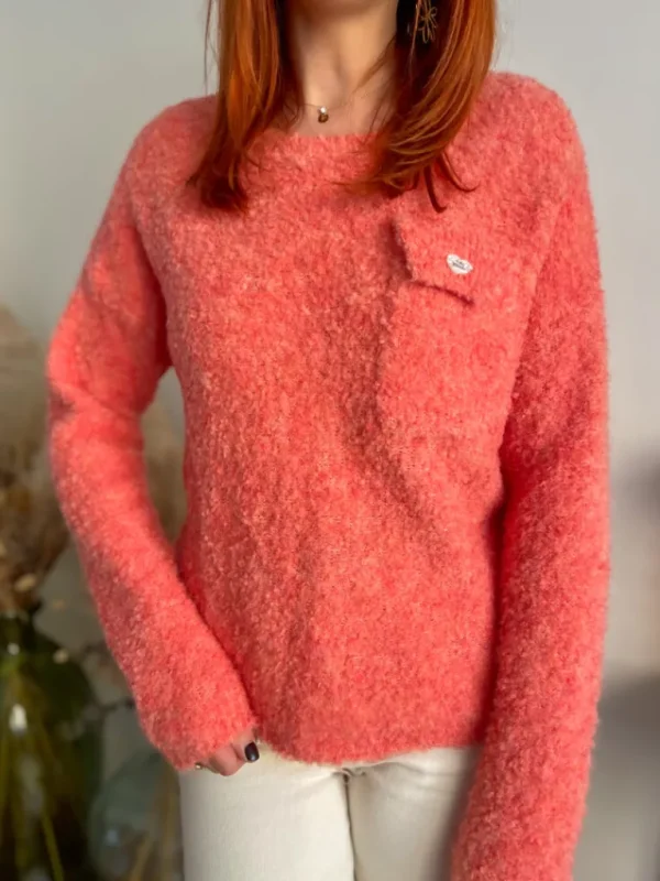 Pulls, Gilets*Justine Boutique Leo pull bouclettes corail