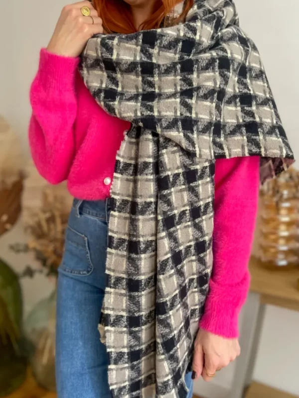 Echarpes, Bandeaux, Mitaines Et Casquettes*Justine Boutique Lou écharpe à carreaux