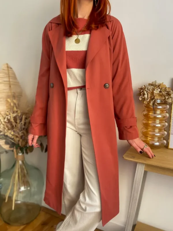 Vestes, Manteaux*Justine Boutique Lou long trench terracotta