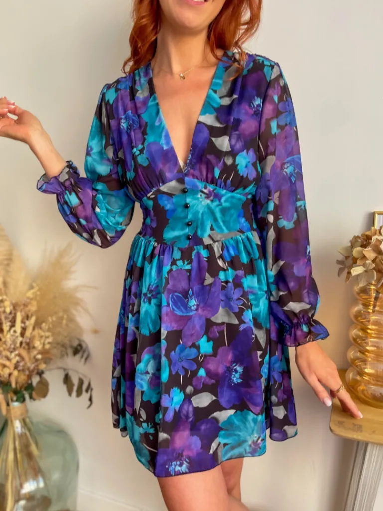 louise_robe_imprim_violet_0.webp Robes, Jupes*Justine Boutique Louise robe imprimé violet