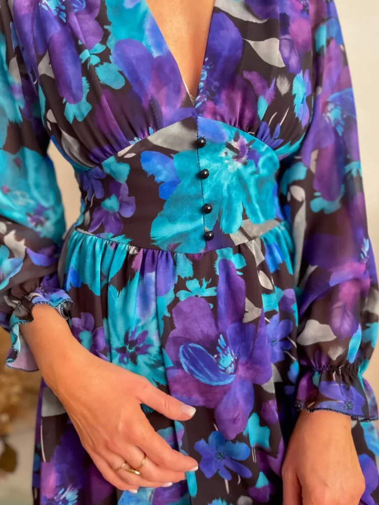louise_robe_imprim_violet_2.webp Robes, Jupes*Justine Boutique Louise robe imprimé violet