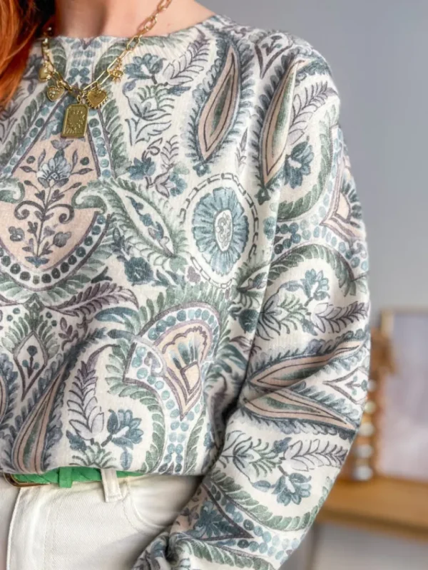Pulls, Gilets*Justine Boutique Lucien pull imprimé vert