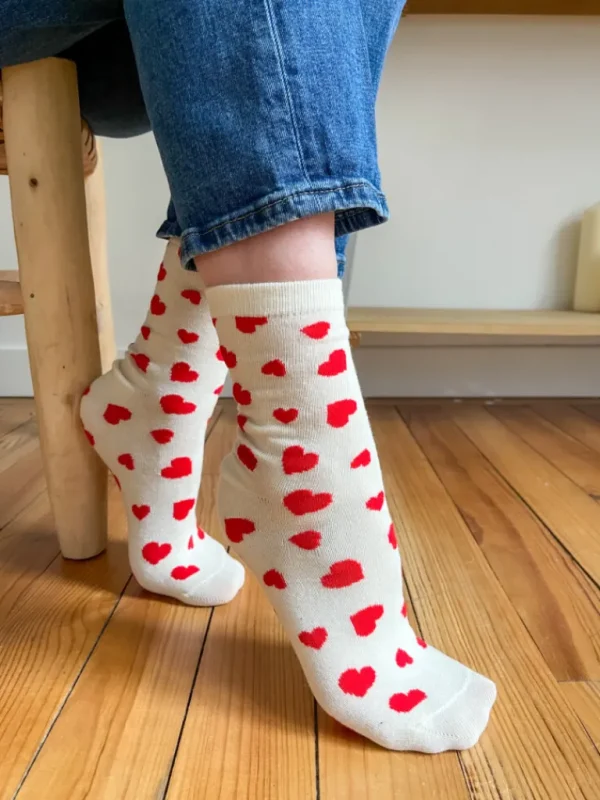 Chaussures, Chaussettes*Justine Boutique Mabel chaussettes coeurs rouges