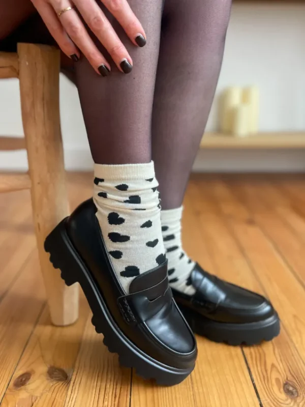Chaussures, Chaussettes*Justine Boutique Mabel chaussettes coeurs noirs