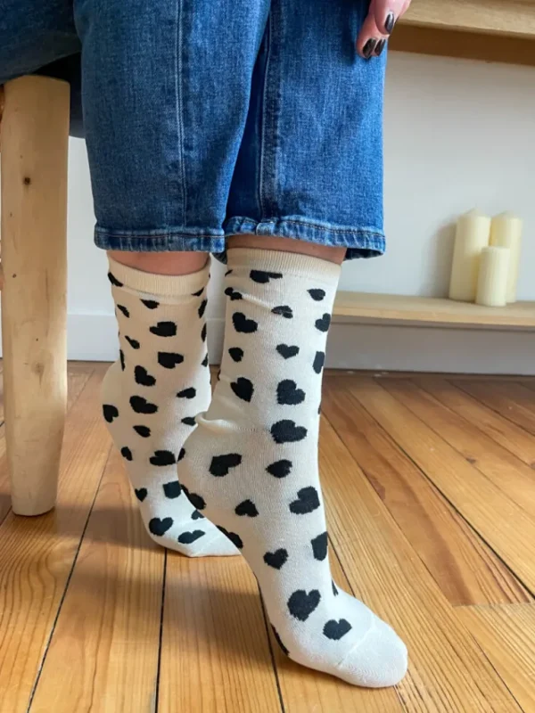 Chaussures, Chaussettes*Justine Boutique Mabel chaussettes coeurs noirs
