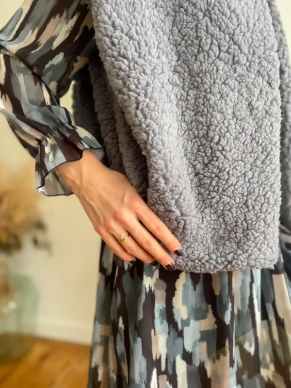 Pulls, Gilets | Vestes, Manteaux*Justine Boutique Malo gilet bouclettes gris