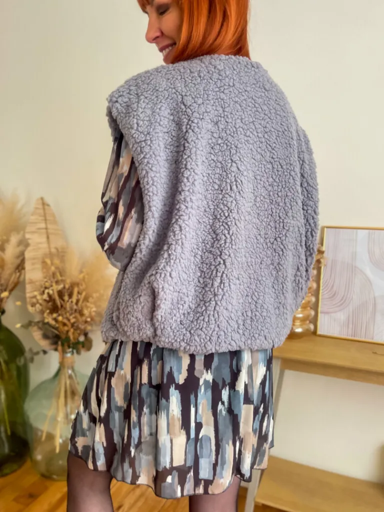 malo_gilet_bouclettes_gri_5.webp Pulls, Gilets | Vestes, Manteaux*Justine Boutique Malo gilet bouclettes gris