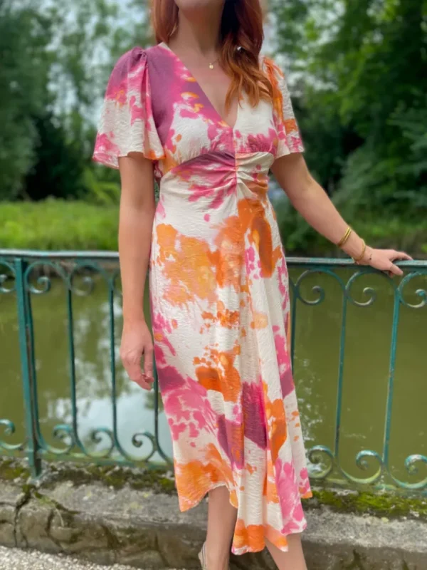 Robes, Jupes*Justine Boutique Manon robe à motif rose et orange