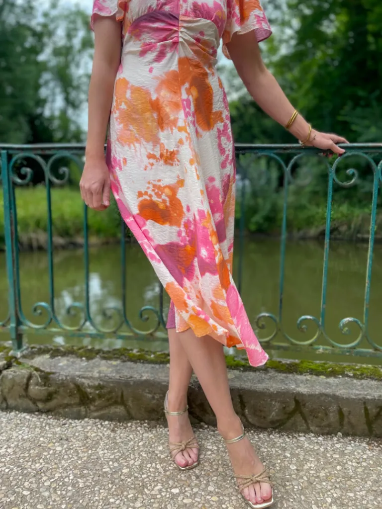manon_robe__motif_rose_et_3.webp Robes, Jupes*Justine Boutique Manon robe à motif rose et orange
