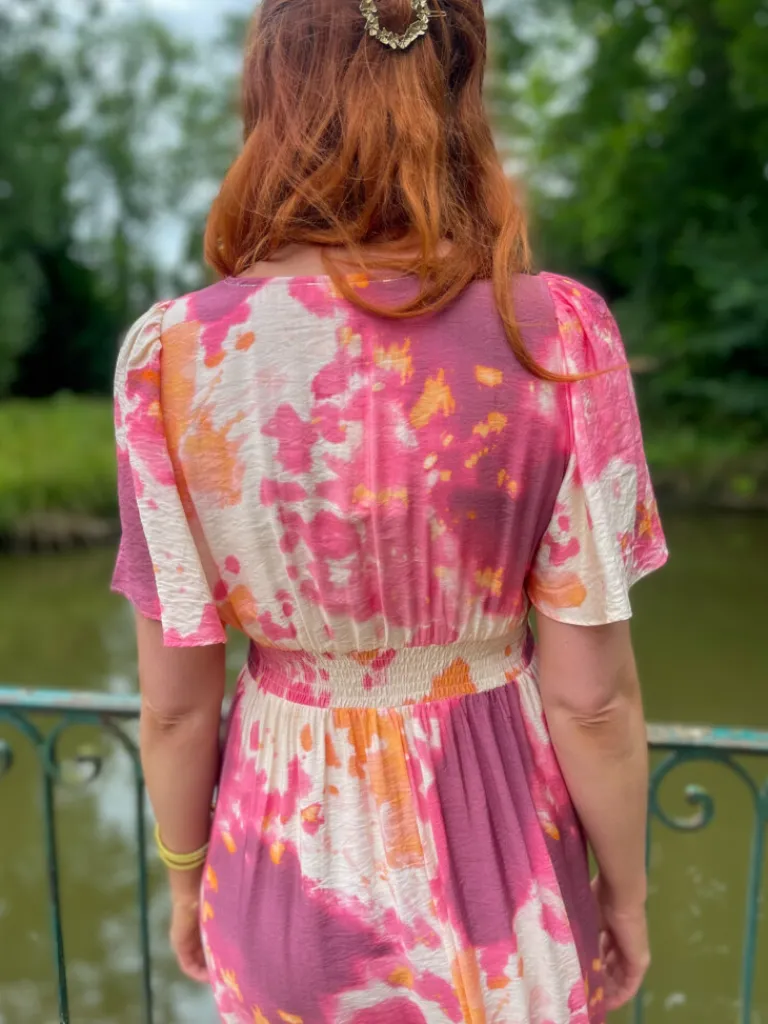 manon_robe__motif_rose_et_4.webp Robes, Jupes*Justine Boutique Manon robe à motif rose et orange