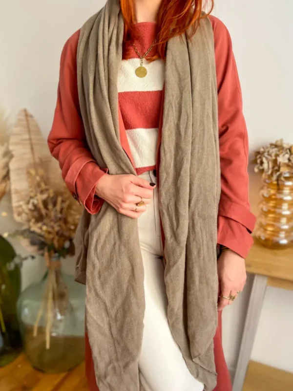 Echarpes, Bandeaux, Mitaines Et Casquettes*Justine Boutique Mao écharpe laine taupe