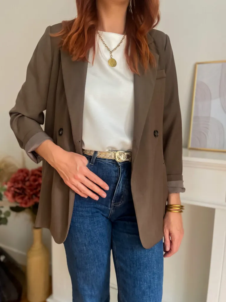marceau_blazer_marron_gla_3.webp Vestes, Manteaux*Justine Boutique Marceau blazer marron glacé