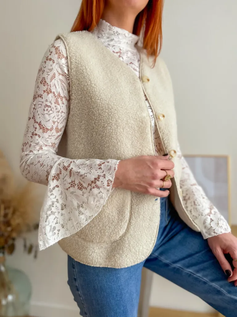 marco_gilet_bouclettes_cr_0.webp Pulls, Gilets | Vestes, Manteaux*Justine Boutique Marco gilet bouclettes écru